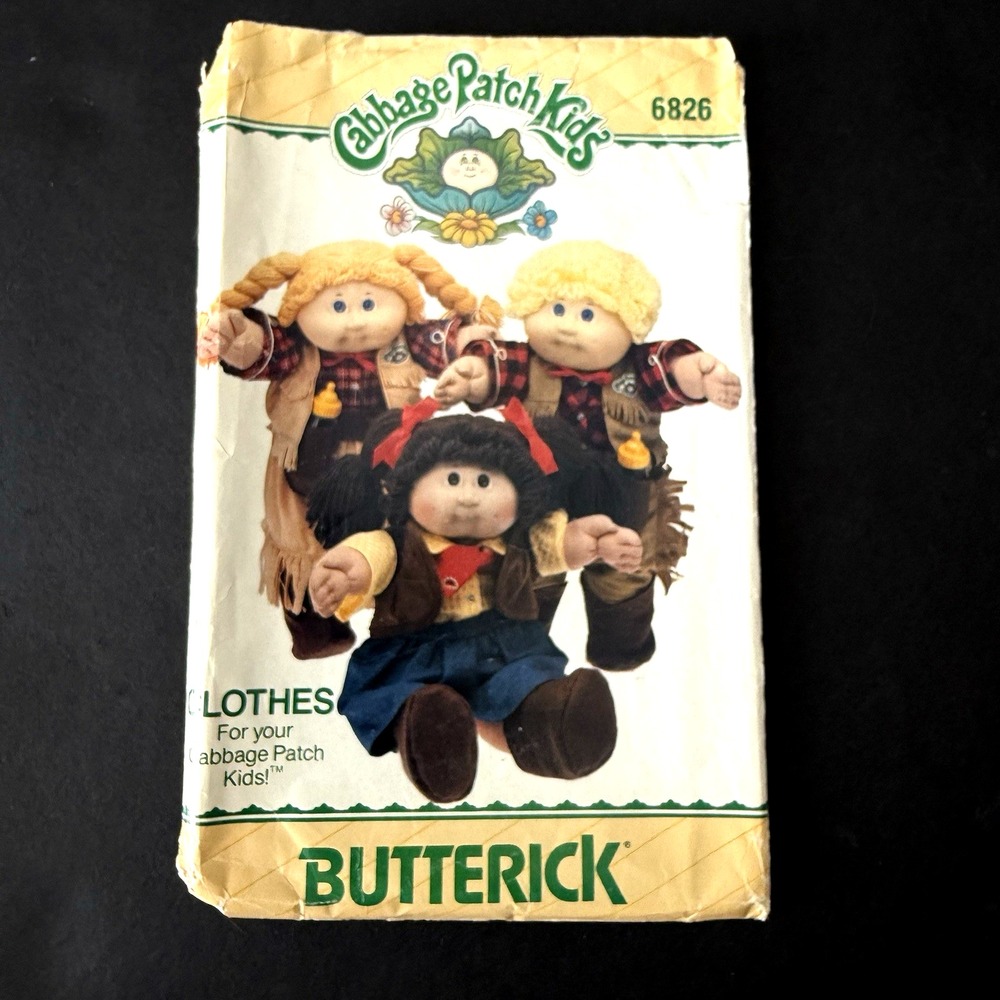 Butterick 6826 Craft Sewing Pattern Cabbage Patch Kids Toy 16" Baby Doll Clothes